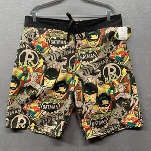 Batman DC Comics Retro Swim Trunks Mens 2XL Superman‎ Flash Lined Pocket Beach